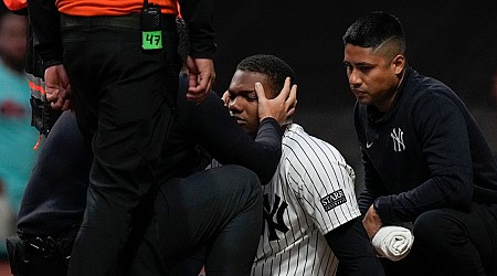 New York Yankee Oscar Gonzalez fractures right orbital after fouling ball into his own face