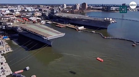WATCH: Aircraft carrier catapults vehicles into a river