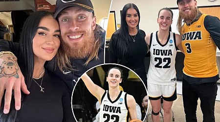 George Kittle, wife Claire cheer on Caitlin Clark, Iowa in win