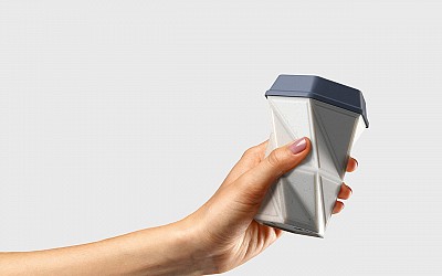 3D-Printed from food-grade silicone, Reusable is a collapsable, pocket-friendly cup you can carry anywhere