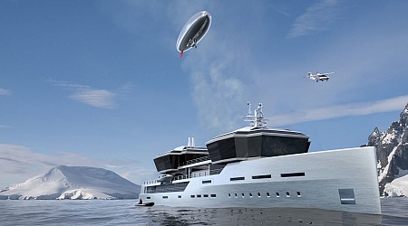 Forget a helicopter. This 328-foot-long explorer superyacht has an air-conditioned garage that can carry a small seaplane, a blimp, and a hot air balloon to for the billionaire owner to explore the remotest corners of the planet in utmost luxury.