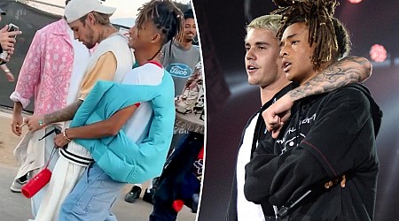 Justin Bieber kisses Jaden Smith on the cheek at Coachella in viral reunion video
