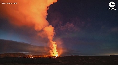 WATCH: Northern Lights shine over volcano in Iceland