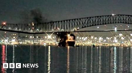 Moment Baltimore's Key Bridge collapses
