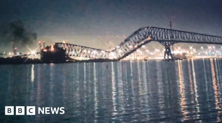 Baltimore bridge collapses after being hit by ship
