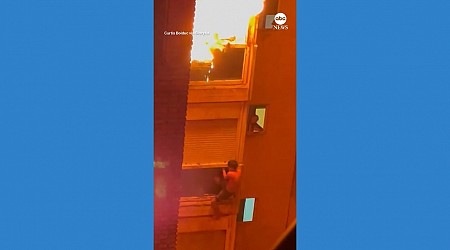 WATCH: Man escapes from burning apartment in Argentina by scaling down building