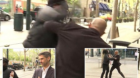 Guard for San Jose Mayor Matt Mahan and passerby get into fight during TV interview