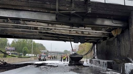 Workers removing bridge; highway still closed