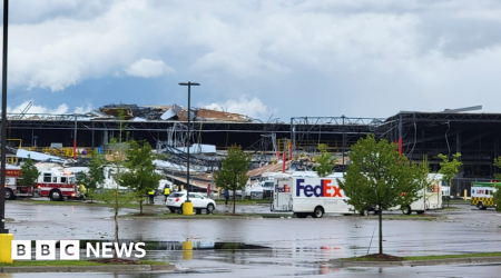 Dozens trapped as tornado collapses FedEx depot