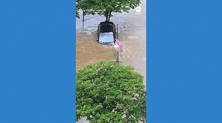 WATCH: Texas driver gets stuck in floodwater as onlookers scream