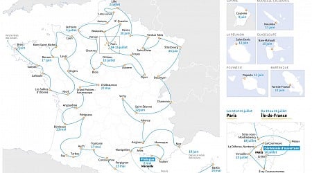 Le parcours de la flamme olympique jour par jour de Marseille jusqu’à Paris, du 8 mai au 26 juillet