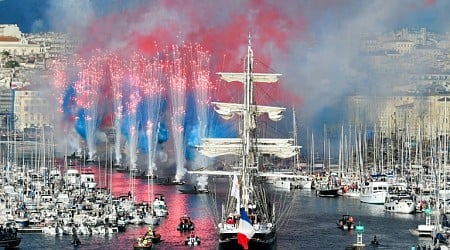 Olympic Torch Relay In Marseille Offers 'Solidarity' With Ukraine