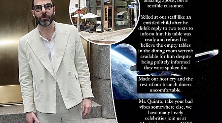 Zachary Quinto banned from Toronto restaurant Manita for allegedly making host cry