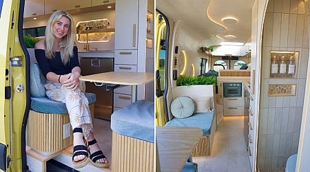 A 24-year-old spent $140,000 buying and converting a Mercedes van. Take a look inside the luxury home on wheels.