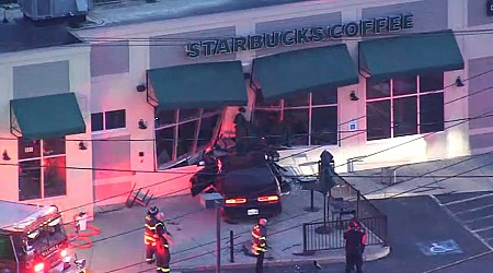 Car crashes into Starbucks store in Walpole