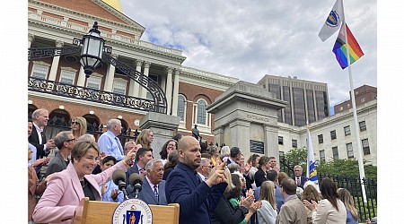 Maura Healey, America's first lesbian governor, oversees raising of Pride flag at Statehouse