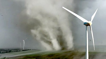 Incredible Drone Footage of a Multi-Vortex Tornado Taking Down Wind Turbines in Greenfield, Iowa