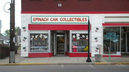 Popeye Museum and Spinach Can Collectibles in Chester, Illinois