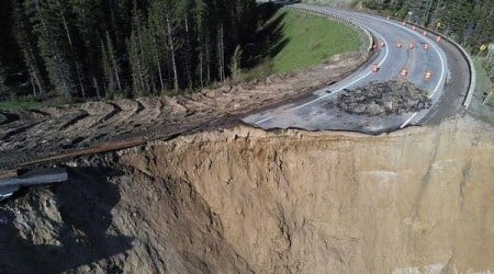 Mountain highway collapses in landslide