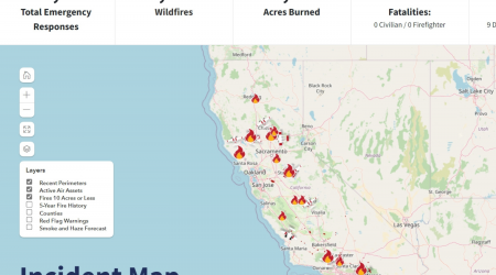 California Fire Map Shows 36,145 Acres Burned as Wildfires Spread