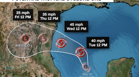 First tropical storm warning of hurricane season issued as coastal Texas braces for possible flooding