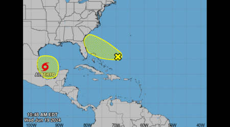 The year’s first named storm has formed in the Gulf of Mexico: Tropical Storm Alberto