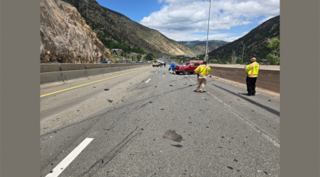 Eastbound I-70 at Georgetown closed indefinitely due to multi-vehicle crash & semi-truck fire