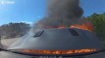 Watch From Inside A GR Corolla As It Bursts Into Flames