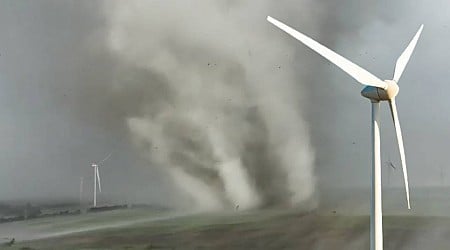 Incredible Drone Video of an Insanely Powerful Multi-Vortex Tornado Destroying Wind Turbines