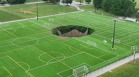 Massive sinkhole swallows Illinois soccer field after mine collapses, official says