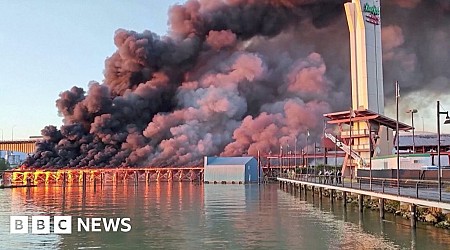 Plumes of smoke over Canada city from railway fire