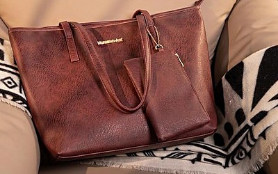 Montana West Vegan Leather Tote w/ Zipper Pouch Only $11.99 on Amazon