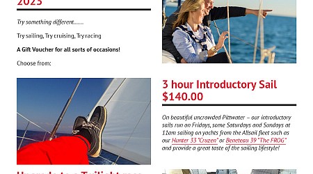 Winter Special - 3 Hour Introductory Sailing Lesson - TRY SAIL Special $50 Single $80 Double