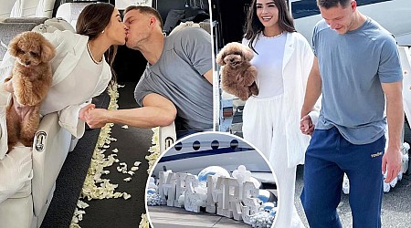 Christian McCaffrey and fiancé Olivia Culpo jet off to Rhode Island ahead of wedding