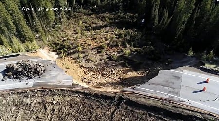 WATCH: Landslide destroys major highway in Wyoming