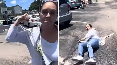 Enraged Florida woman goes ballistic in parking lot, swings at YouTube