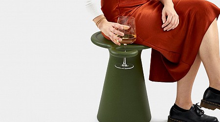 SOS Stool serves as side table, glass holder, and yes, a stool