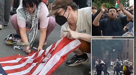 Anti-Israel protesters burn US flag on July 4th in NYC