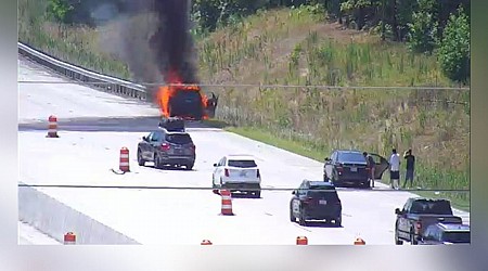 FIRST ALERT TRAFFIC: Flaming car causes lane closures on I-26 East
