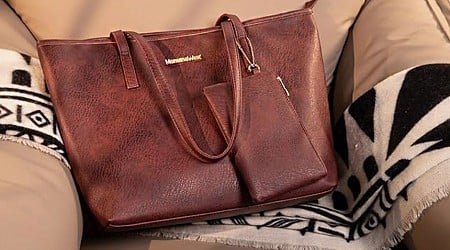 Montana West Vegan Leather Tote w/ Zipper Pouch Only $11.99 on Amazon
