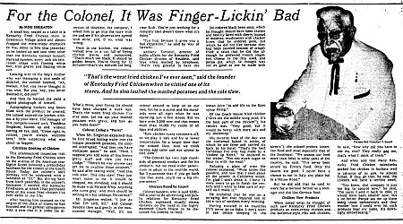 For the Colonel, It Was Finger-Lickin’ Bad (1976)