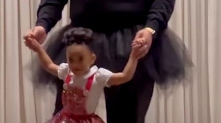 WATCH: 6-foot-5-inch dad wears ballet skirt to dance with daughter for her ballet recital