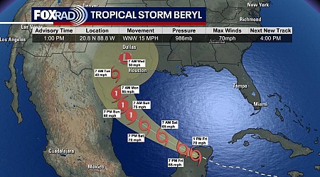 Tropical Storm Beryl tracker: Latest update on path, Mexico landfall, Texas impacts