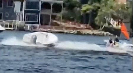Video shows teen jump from moving watercraft to stop runaway boat in New Hampshire