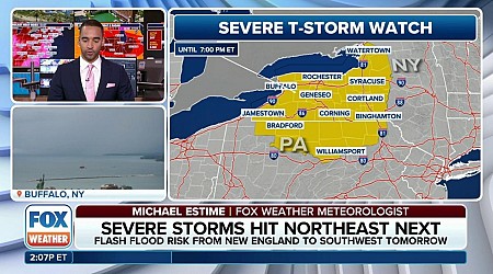 Severe Thunderstorm Watch issued in New York, Pennsylvania as millions in Northeast brace for strong storms