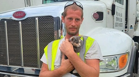 Recycling employee rescues kitten from waste compactor