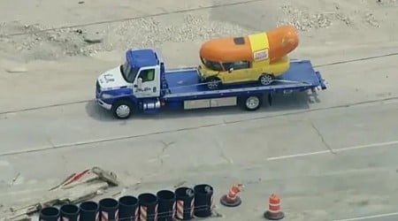 Oscar Mayer Wienermobile flips onto its side in Chicago highway crash