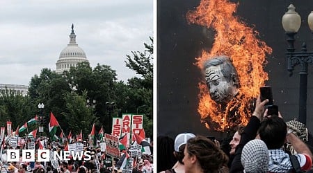 Thousands protest as Netanyahu addresses US Congress