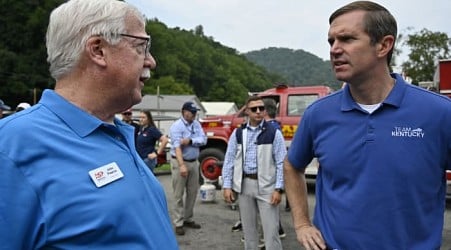 Beshear gets a warm embrace in flood-stricken parts of Kentucky where he and Trump are both popular
