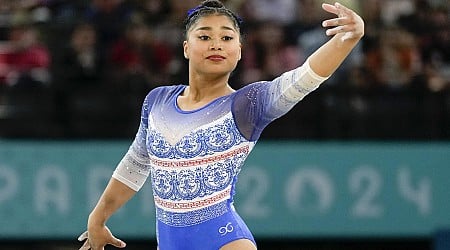 Panamanian gymnast Hillary Heron performs one of Simone Biles' signature moves in an Olympic first